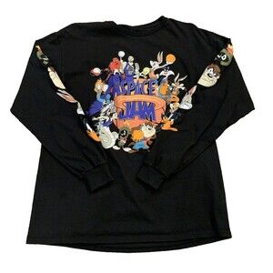 Space Jam A New Legacy Mens Large Black Long Sleeve Graphic T-Shirt Looney Tunes